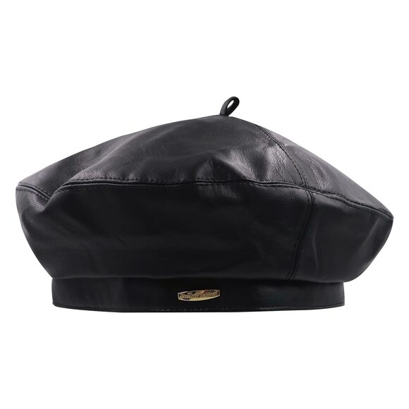 6739 Women French Style Pu Leather Beret Hats Adjustable Solid Color Artist main image 7